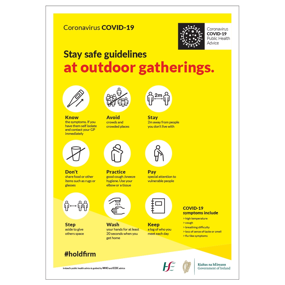 COVID19 Stay Safe Guidelines At Outdoor Gatherings Sign HSE Posters